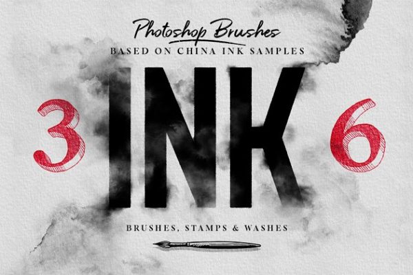 墨水水渍晕染笔刷工具素材 Ink Brushes – Photoshop version