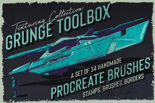素描卡通3D渲染笔刷工具素材 Grunge Toolbox Procreate Brushes