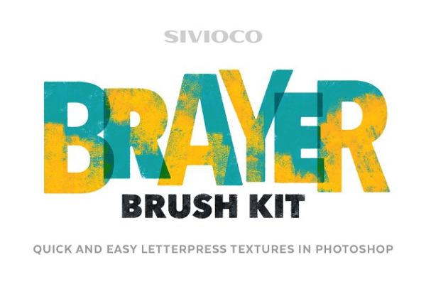 辊筒复印效果PS笔刷工具素材 Brayer Brush Kit