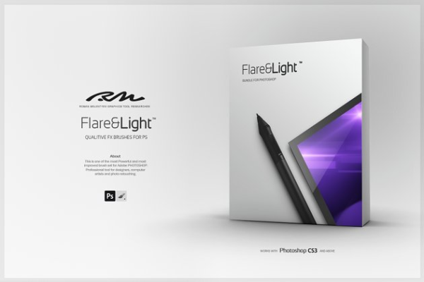 RM出品-灯光光线效果PS笔刷工具素材 RM Flare & Light