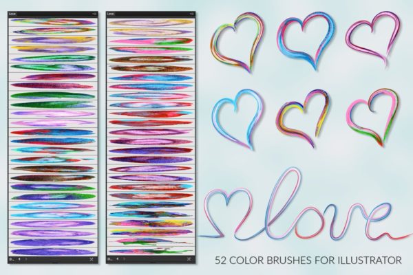 插画家的数字绘画艺术心形彩虹画笔