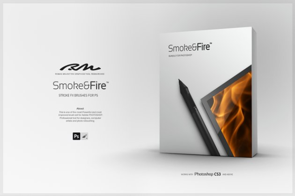 RM精品：烟雾&火焰图形图案PS笔刷工具素材 RM Smoke & Fire