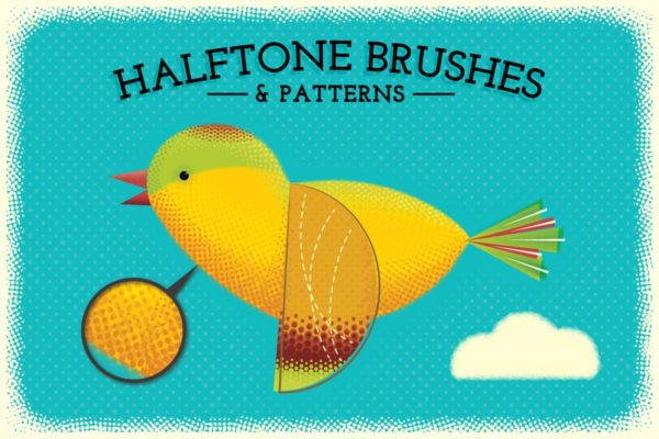半色调点状/线条AI笔刷工具素材 Halftone Brushes + Bonus Patterns