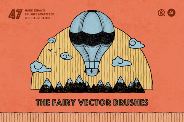 47款手绘画笔&图案AI笔刷工具素材合集 The Fairy Vector Brushes
