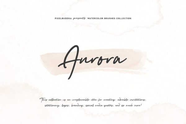 水彩画笔/图案PS笔刷工具素材合集 Aurora Watercolor Brushes Collection