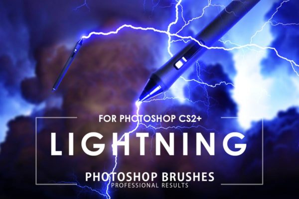 50款雷电闪电光线PS笔刷工具素材 50 Lightning Photoshop Brushes