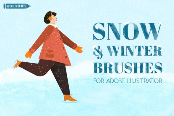 冬天雪景数码绘画AI画笔笔刷工具素材 Snow and Winter Brushes for Adobe Illustrator