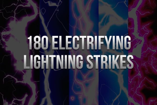 180款闪耀雷击雷电闪电图案PS笔刷工具素材 180 Electrifying Lightning Strikes