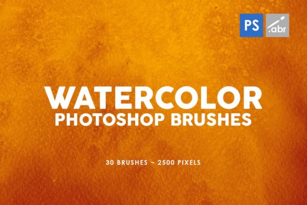 30款水彩绘画手工制作纹理肌理PS笔刷工具素材v1 30 Watercolor Texture Photoshop Brushes Vol. 1