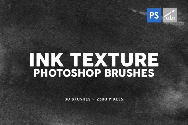 30款墨水印刷纹理肌理PS笔刷工具素材v1 30 Ink Texture Photoshop Brushes Vol. 1