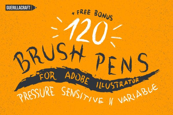 120款手绘画笔AI笔刷工具素材大合集 120 Brush Pens for Adobe Illustrator