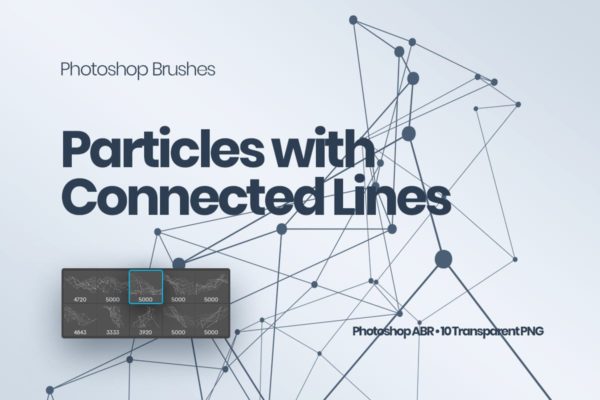 带连接线粒子抽象图形PS笔刷工具素材 Particles with Connected Lines Photoshop Brushes