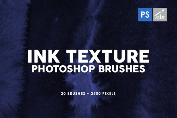 30款墨水印刷纹理肌理PS笔刷工具素材v2 30 Ink Texture Photoshop Brushes Vol. 2