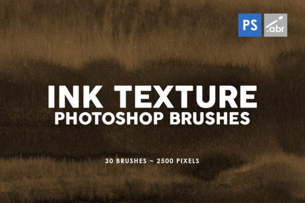 30款墨水印刷纹理肌理PS笔刷工具素材v3 30 Ink Texture Photoshop Brushes Vol. 3