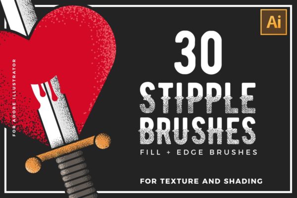 30款点画效果设计AI笔刷工具素材 Stipple Brushes For Illustrator