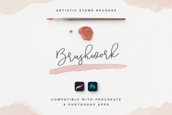 100个艺术印章画笔PS&Procreate笔刷工具素材 Brushwork: Artistic Procreate & Photoshop brushes