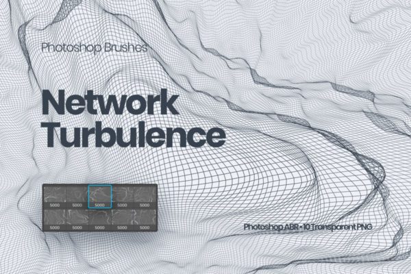 抽象网络信号波纹图案PS笔刷工具素材 Network Turbulence Photoshop Brushes