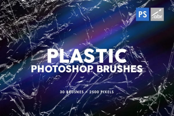 仿真塑料塑胶皱褶效果纹理PS笔刷工具素材 Plastic Photoshop Stamp Brushes | 01