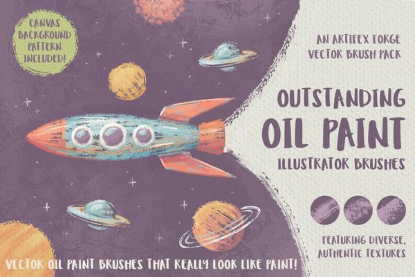 高品质油画质感AI画笔笔刷工具素材 Outstanding Oil Paint Brushes