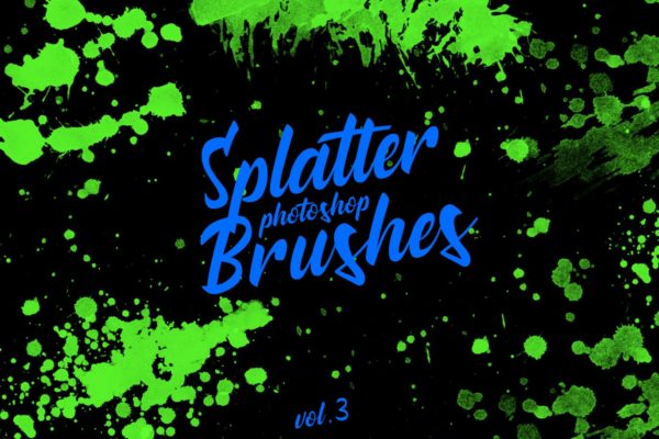 墨水飞溅泼墨图案纹理PS笔刷工具素材v3 Splatter Stamp Photoshop Brushes Vol. 3