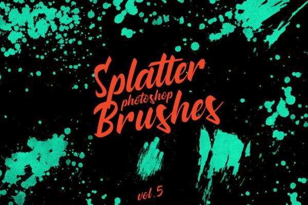 墨水飞溅泼墨图案纹理PS笔刷工具素材v5 Splatter Stamp Photoshop Brushes Vol. 5