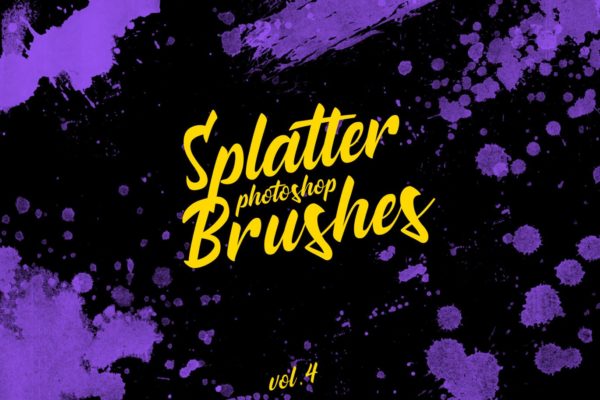 墨水飞溅泼墨图案纹理PS笔刷工具素材v4 Splatter Stamp Photoshop Brushes Vol. 4