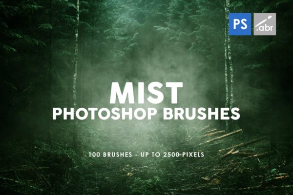 100个薄雾背景纹理PS烟雾笔刷工具素材 100 Mist Photoshop Stamp Brushes