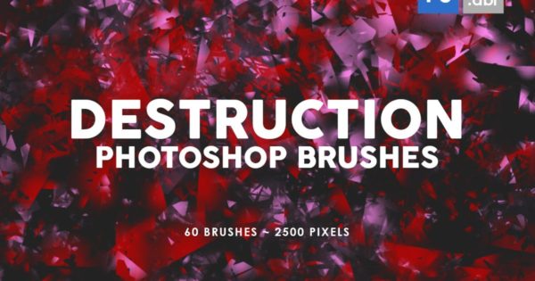 60个玻璃碎片效果纹理PS印章笔刷工具素材 60 Destruction Photoshop Stamp Brushes