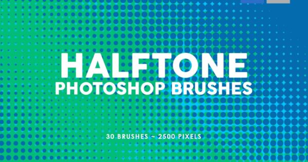 30个半色调渐变配色PS印章笔刷工具素材 30 Halftone Gradients Photoshop Stamp Brushes