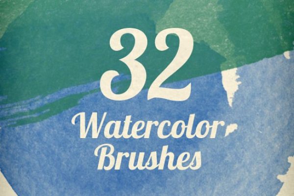 32个超高分辨率水彩笔触笔刷工具素材  Watercolor Strokes Brush Pack