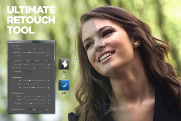 终极人像照片美容工具PS笔刷工具素材/脚本 Ultimate Retouch Tool Photoshop Script CS3+
