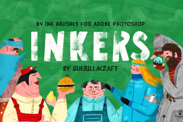 欧美复古漫画创作必备PS墨水笔刷工具素材 Inkers Brushes for Adobe Photoshop