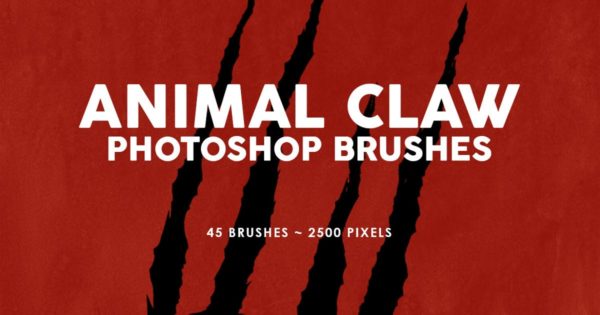 45个动物撕裂抓痕PS印章笔刷工具素材 45 Animal Claw Photoshop Stamp Brushes