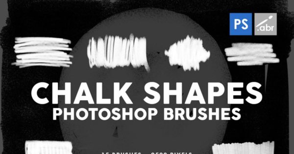 15个粉笔图案形状PS印章笔刷工具素材 15 Chalk Shapes Photoshop Stamp Brushes