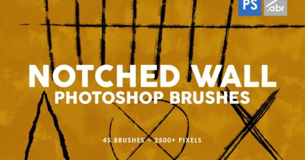 45个缺口墙痕划痕图案PS印章笔刷工具素材 45 Notched Wall Photoshop Stamp Brushes
