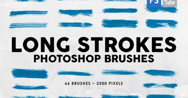 66个长画笔墨水纹理PS印章图案笔刷工具素材合集 66 Long Ink Strokes Photoshop Stamp Brushes