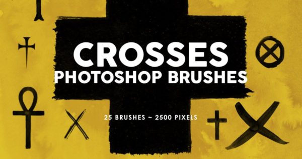 25个十字交叉画笔图案PS印章笔刷工具素材 25 Crosses Photoshop Stamp Brushes