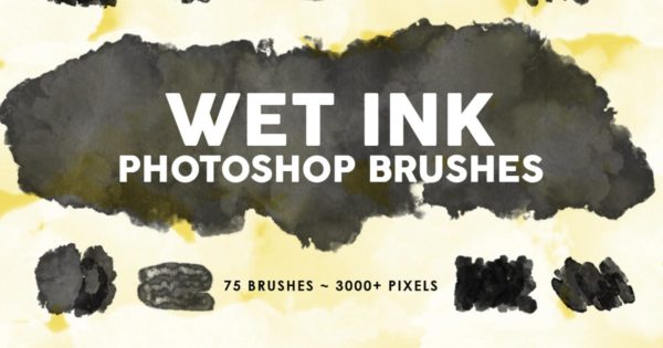 75个墨水肌理纹理PS印章笔刷工具素材合集 75 Wet Ink Photoshop Stamp Brushes