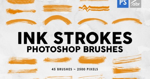 45个画笔笔触PS印章笔刷工具素材合集 45 Ink Strokes Photoshop Stamp Brushes