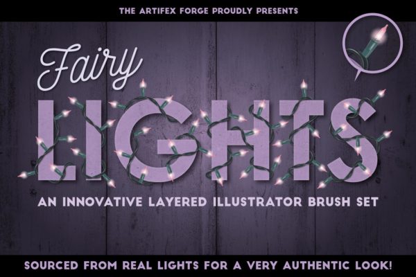 童话灯饰效果设计AI笔刷工具素材 Fairy Light Brushes