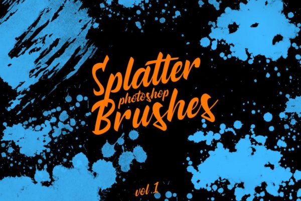 墨水飞溅泼墨图案纹理PS笔刷工具素材v1 Splatter Stamp Photoshop Brushes Vol. 1