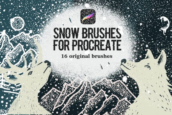雪景手绘必备利器-Procreate雪花图案笔刷工具素材 Snow Brushes for Procreate