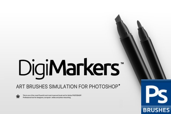 一组灵活简单方便的PS马克笔笔刷工具素材 RM Digi Markers