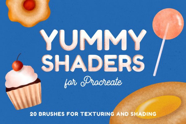 美食手绘插画着色Procreate笔刷工具素材 Yummy Shaders for Procreate