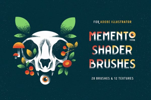 用于Illustrator的复古明暗效果纹理＆噪点笔刷工具素材 Shader Brushes for Illustrator