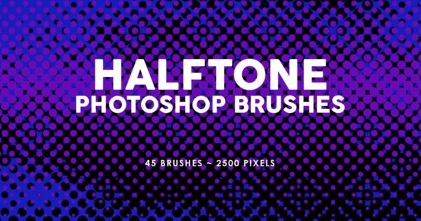 45款半色调PS印章笔刷工具素材 45 Halftone Photoshop Stamp Brushes