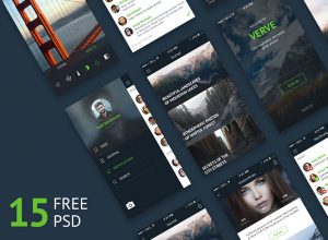 社交类应用 Ui Kits素材套件Verve UI Kit（PSD模板）
