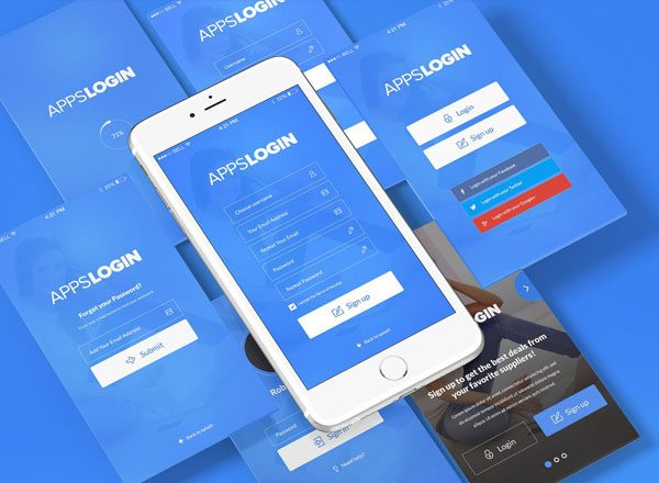 APP 登陆表单界面UI设计模板素材 Apps Login – Mobile Login Forms