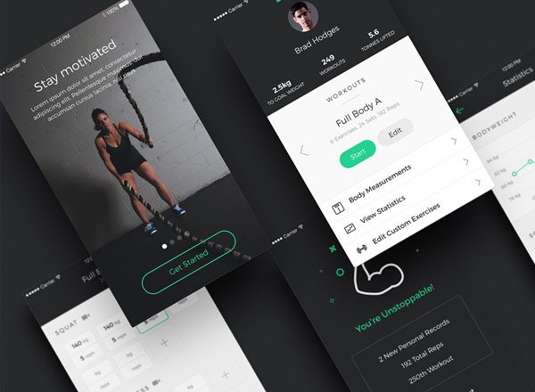健身类 APP Ui Kits素材套件 Lifter – Fitness App UI Kit