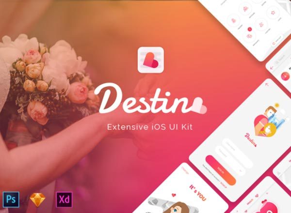 一套特别的浪漫的用于约会的创意APP UI KITS文件[PSD,XD,Sketch]
